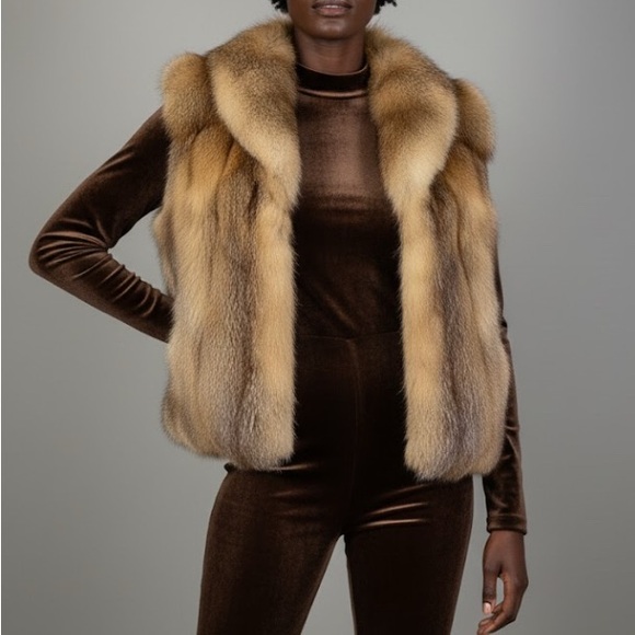 Luxurious Real Crystal Fox Fur Vest - Picture 3 of 6
